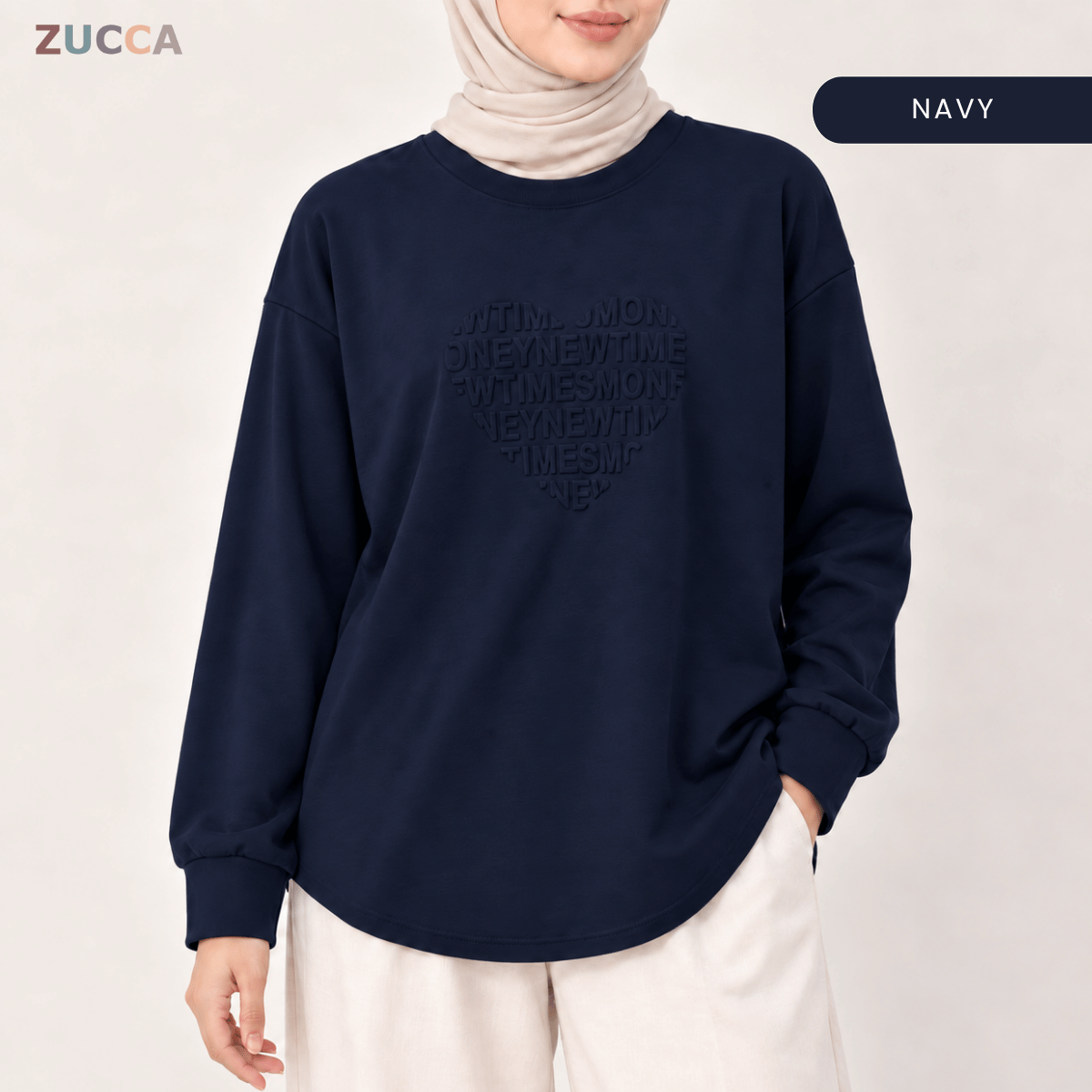 ZUCCA MALIA MINIMAL HEART SHAPE EMBOSSED MODEST TOP - MA183