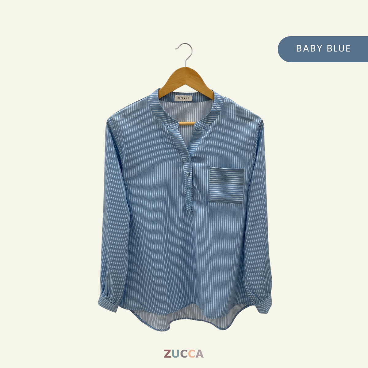 ZUCCA AKINI BLOUS WANITA BERGARIS LEHER V – DM166 (GAYA KOREA)