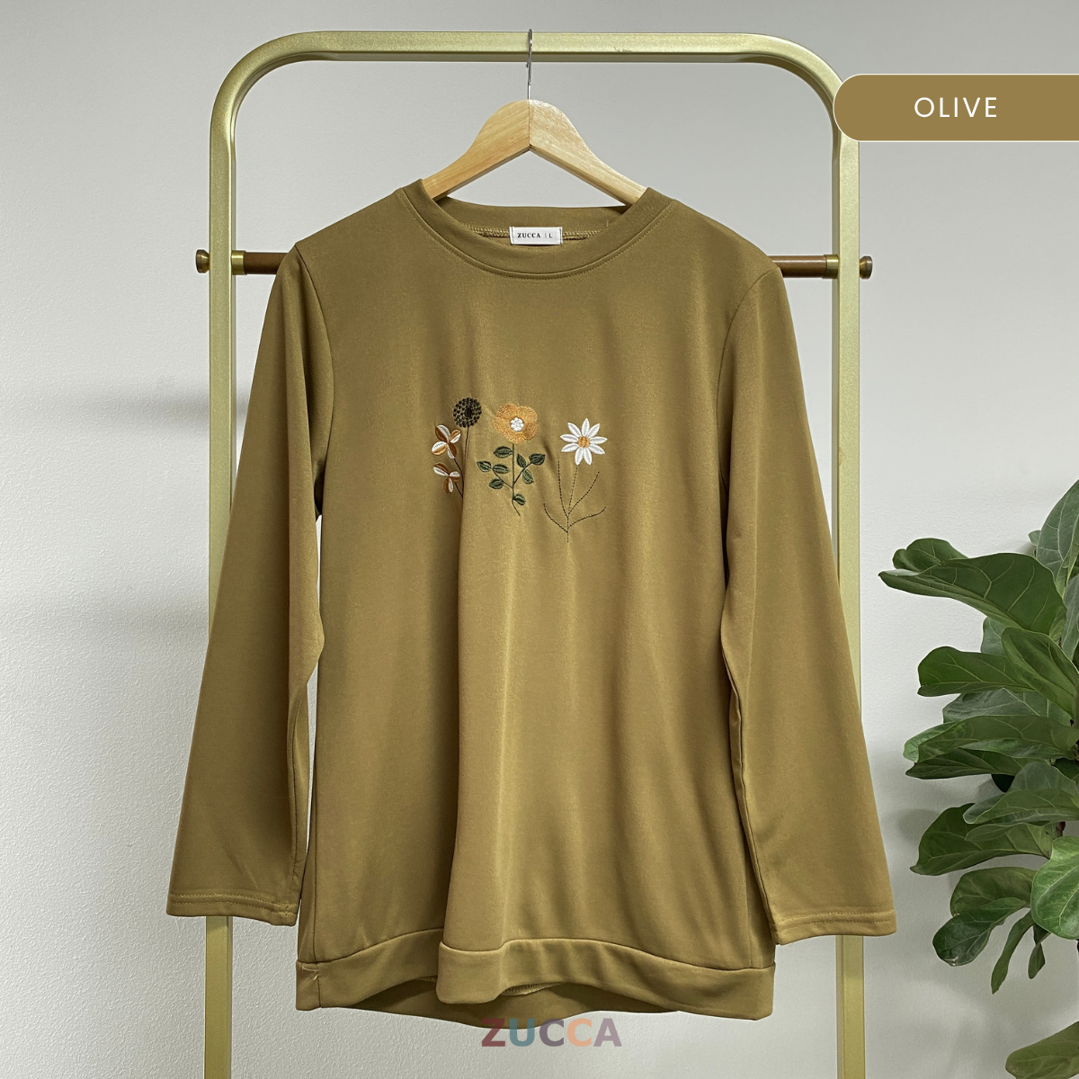 ZUCCA MAXINE BLAUS KASUAL WANITA DENGAN SULAMAN BUNGA - DM274