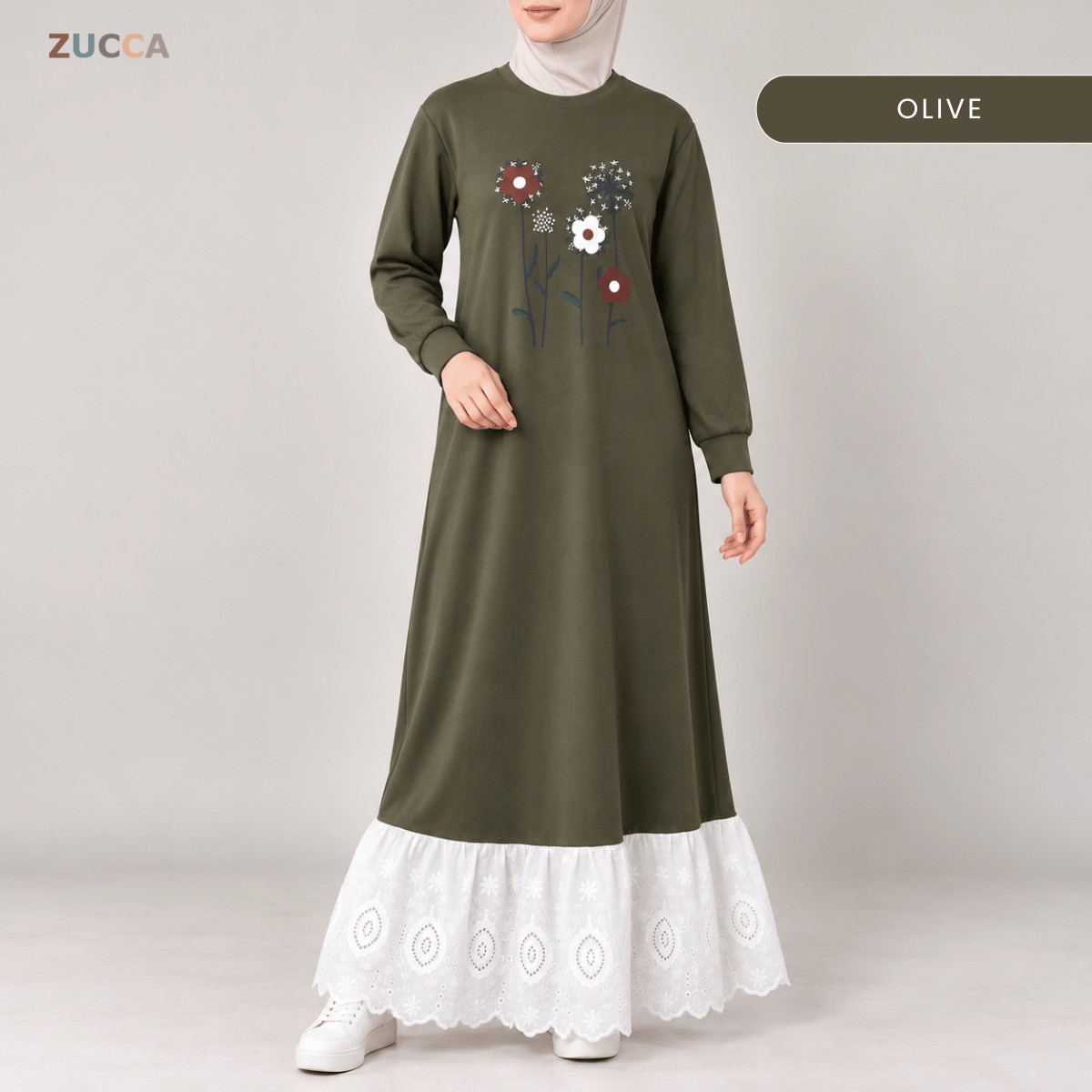 ZUCCA QASEH FLORAL LACE LONG SLEEVE MAXI DRESS - MA263