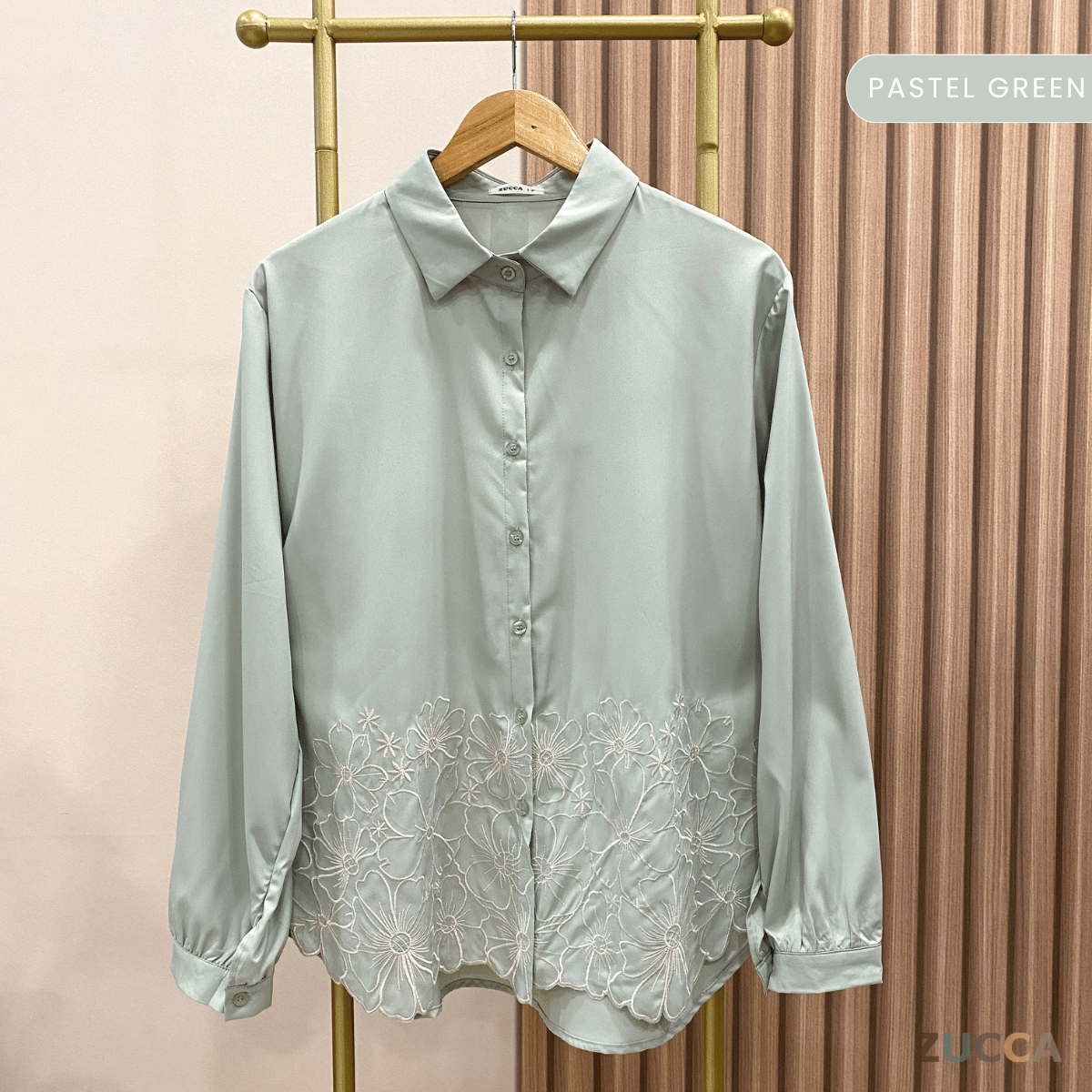 ZUCCA RUNI FLOWER EMBROIDERY WITH FULL BUTTON BLOUSE - DM231