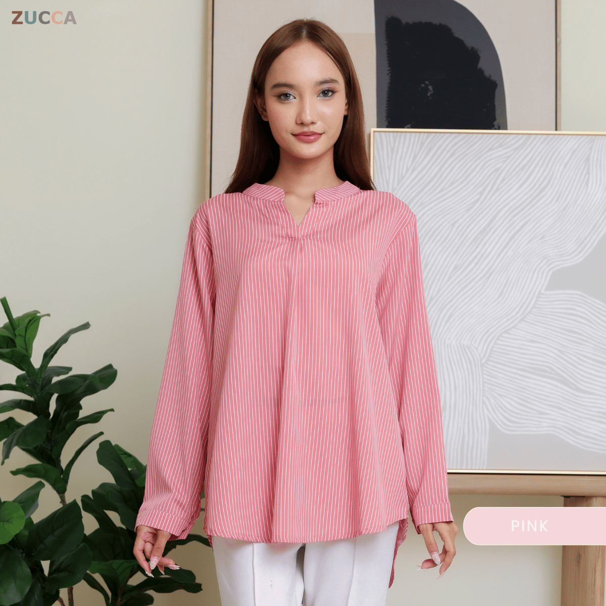 ZUCCA REINA COMFY PLAIN V-NECK BLOUSE - DM144