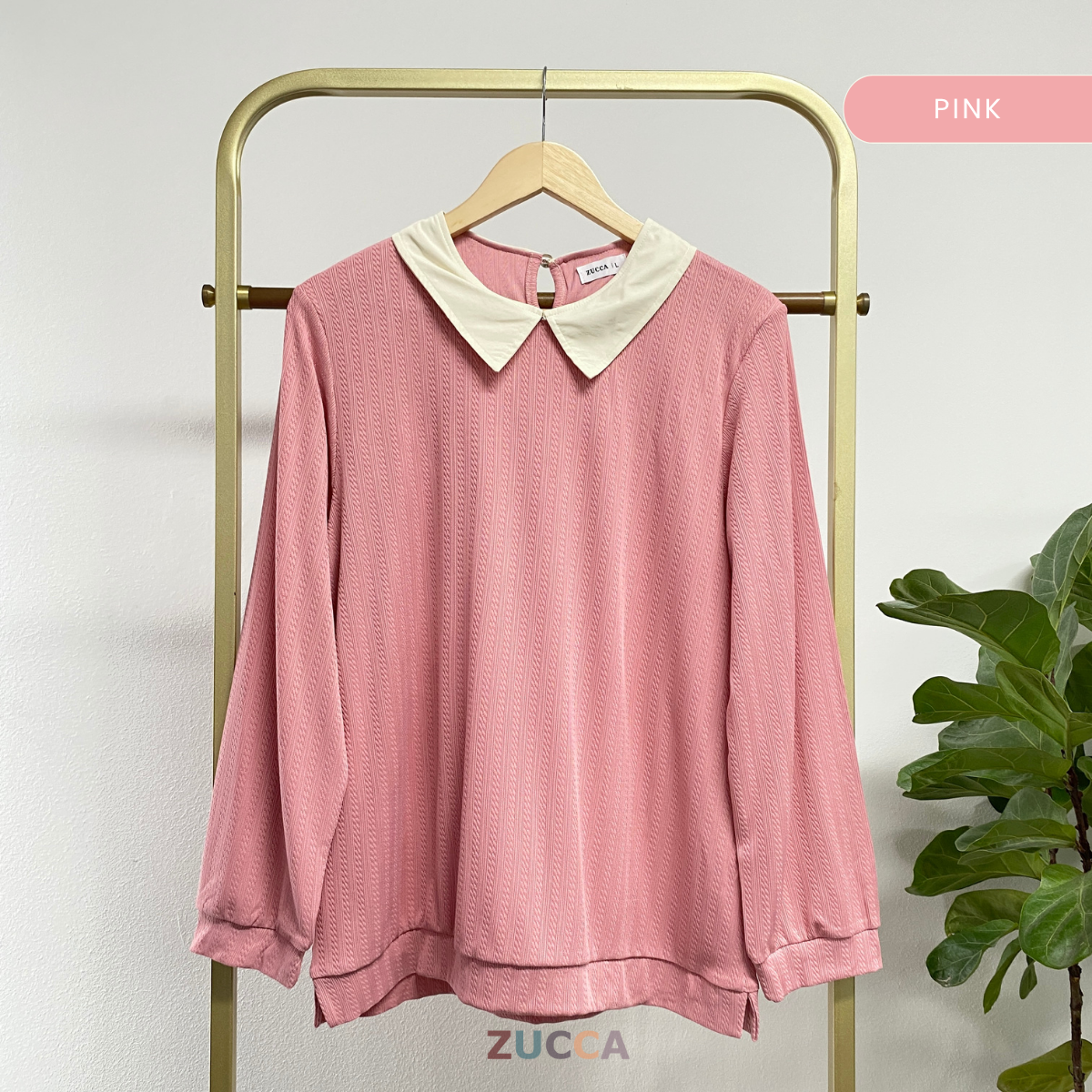 ZUCCA MEYA BLAUS RAJUT WANITA BERKOLAR DENGAN SULAMAN – DM275 KNIT BLOUSE