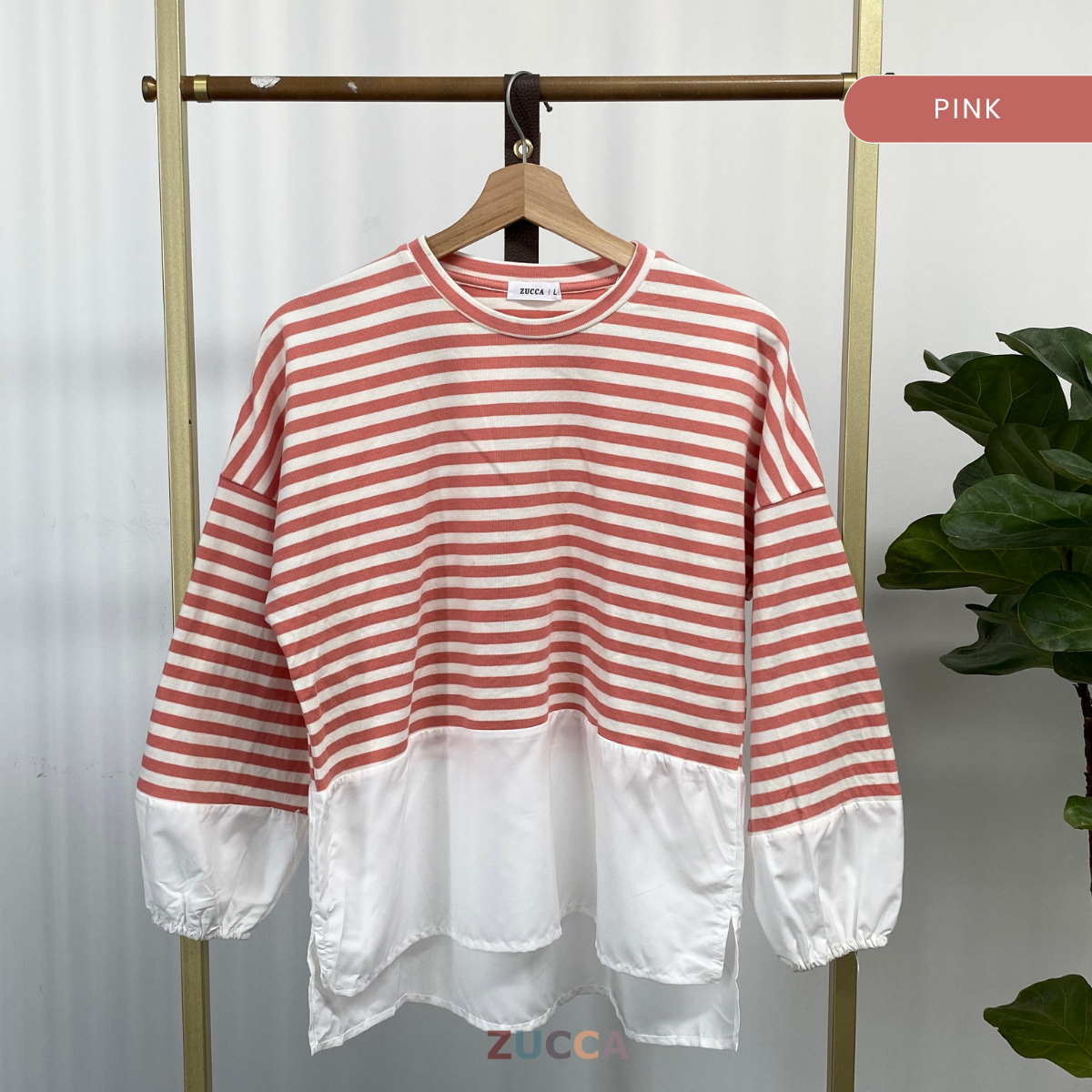 ZUCCA LIANA STRIPED CONTRAST HEM COTTON SHIRT - MA043