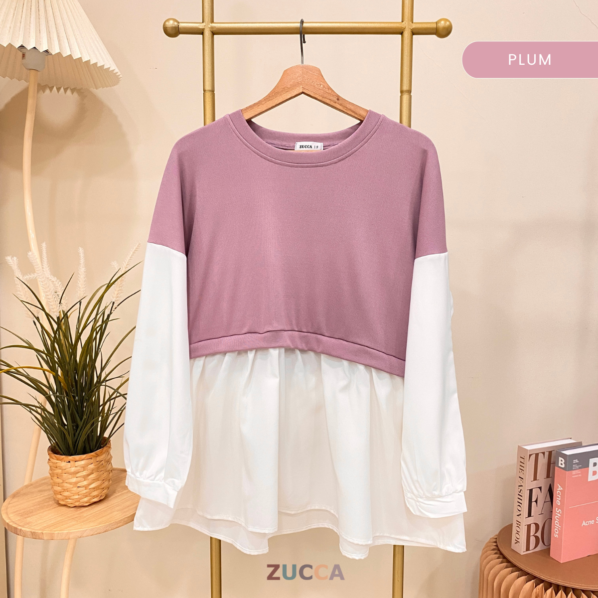 ZUCCA SISSY TWO TONE TUNIC WOMEN BLOUSE - DM062