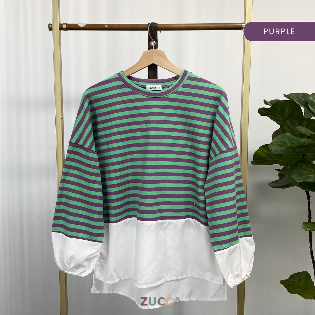 ZUCCA LIANA STRIPED CONTRAST HEM COTTON SHIRT - MA043