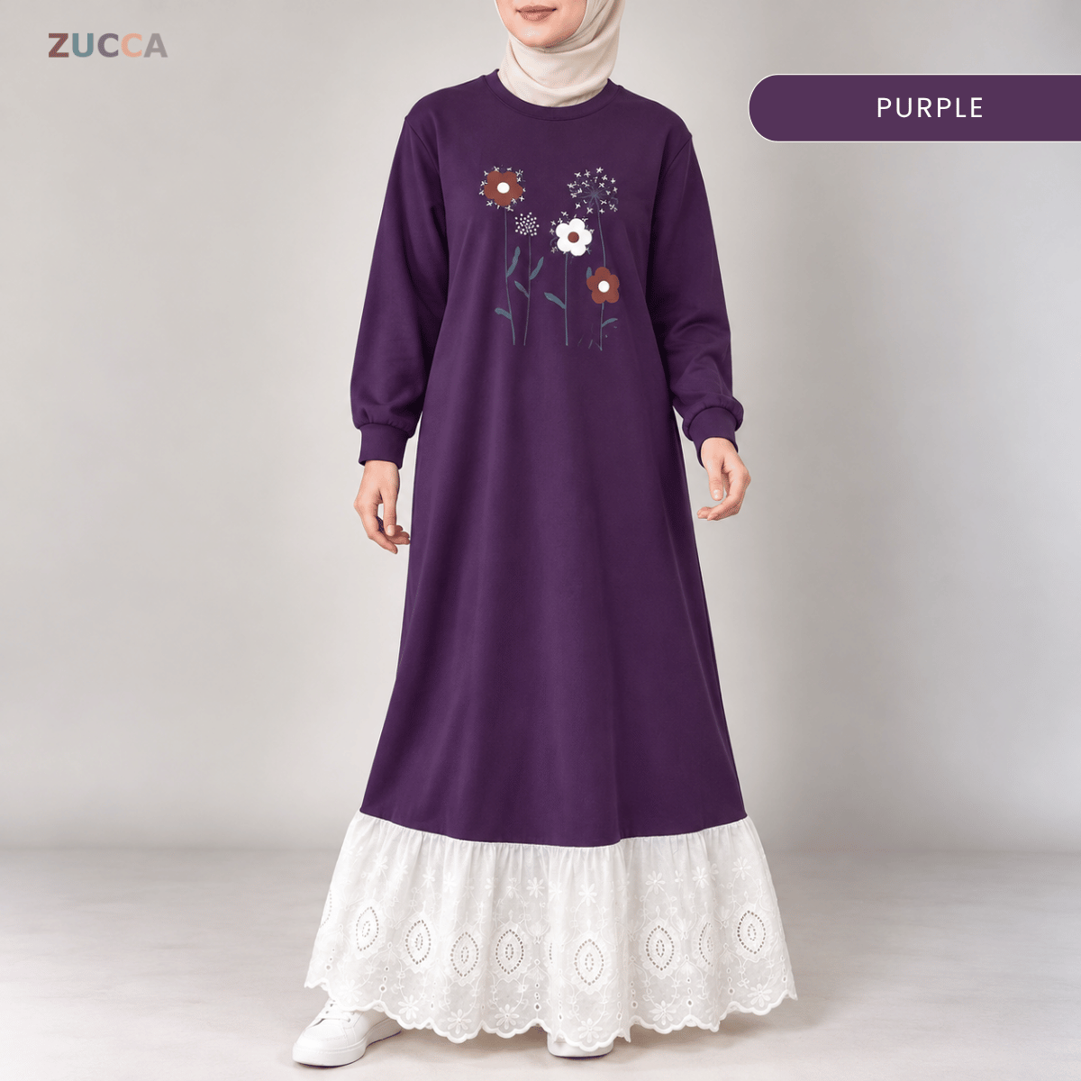 ZUCCA QASEH FLORAL LACE LONG SLEEVE MAXI DRESS - MA263