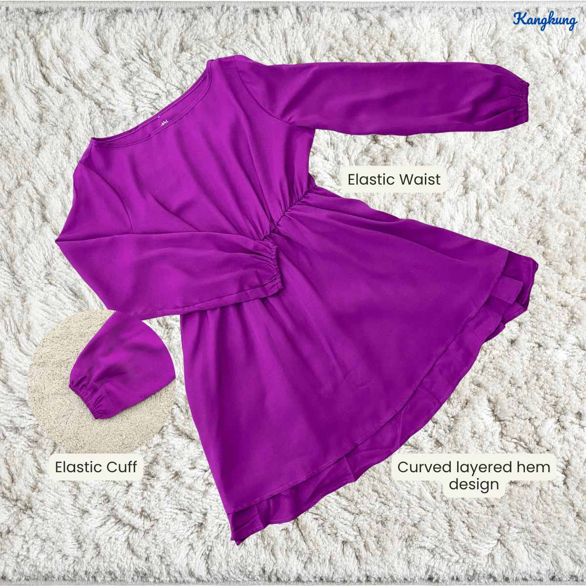 KANGKUNG MARTHA ELASTIC WAIST FLARED TUNIC-Q002