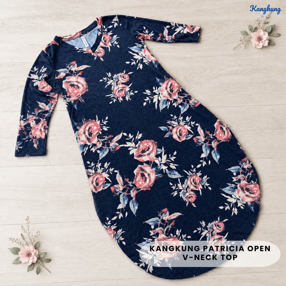 KANGKUNG PATRICIA OPEN V-NECK TOP - Q00403 (#153)