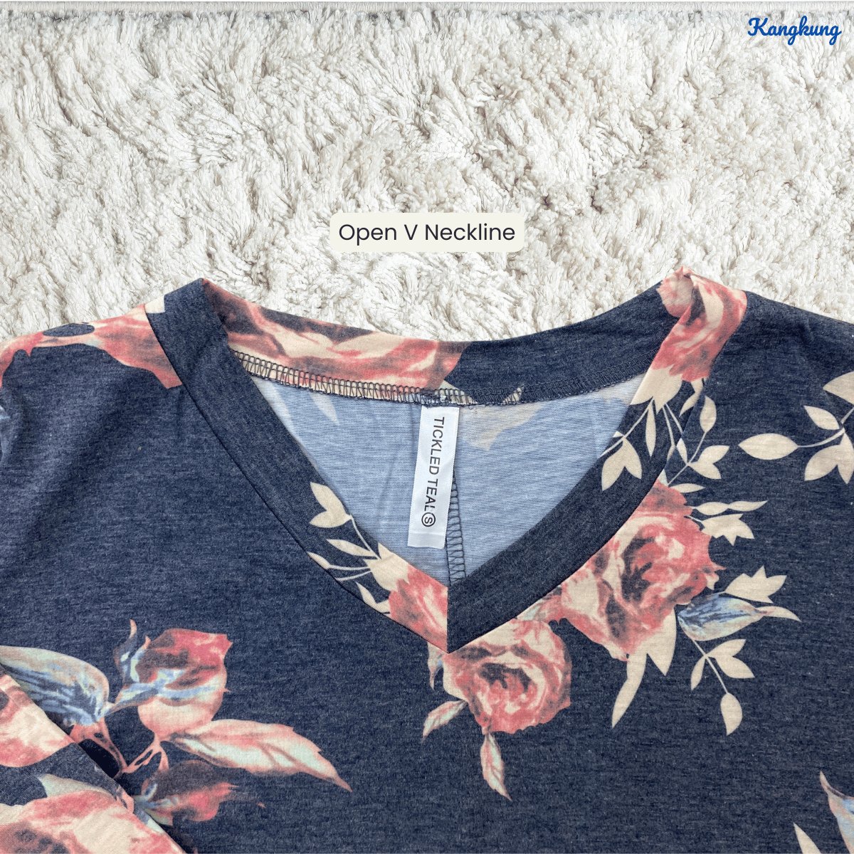 KANGKUNG PATRICIA OPEN V-NECK TOP - Q00403 (#153)