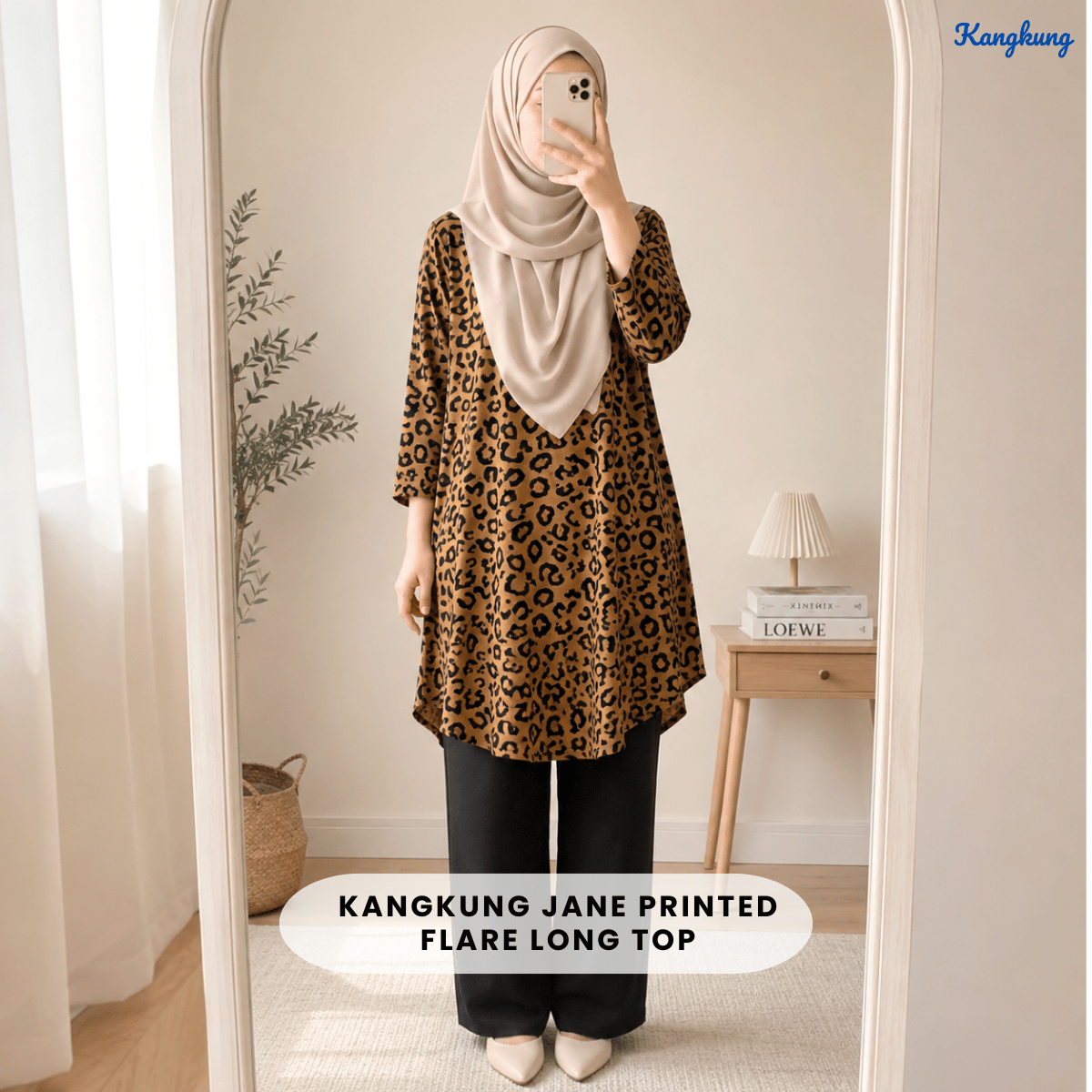 KANGKUNG JANE PRINTED FLARE LONG TOP-Q006