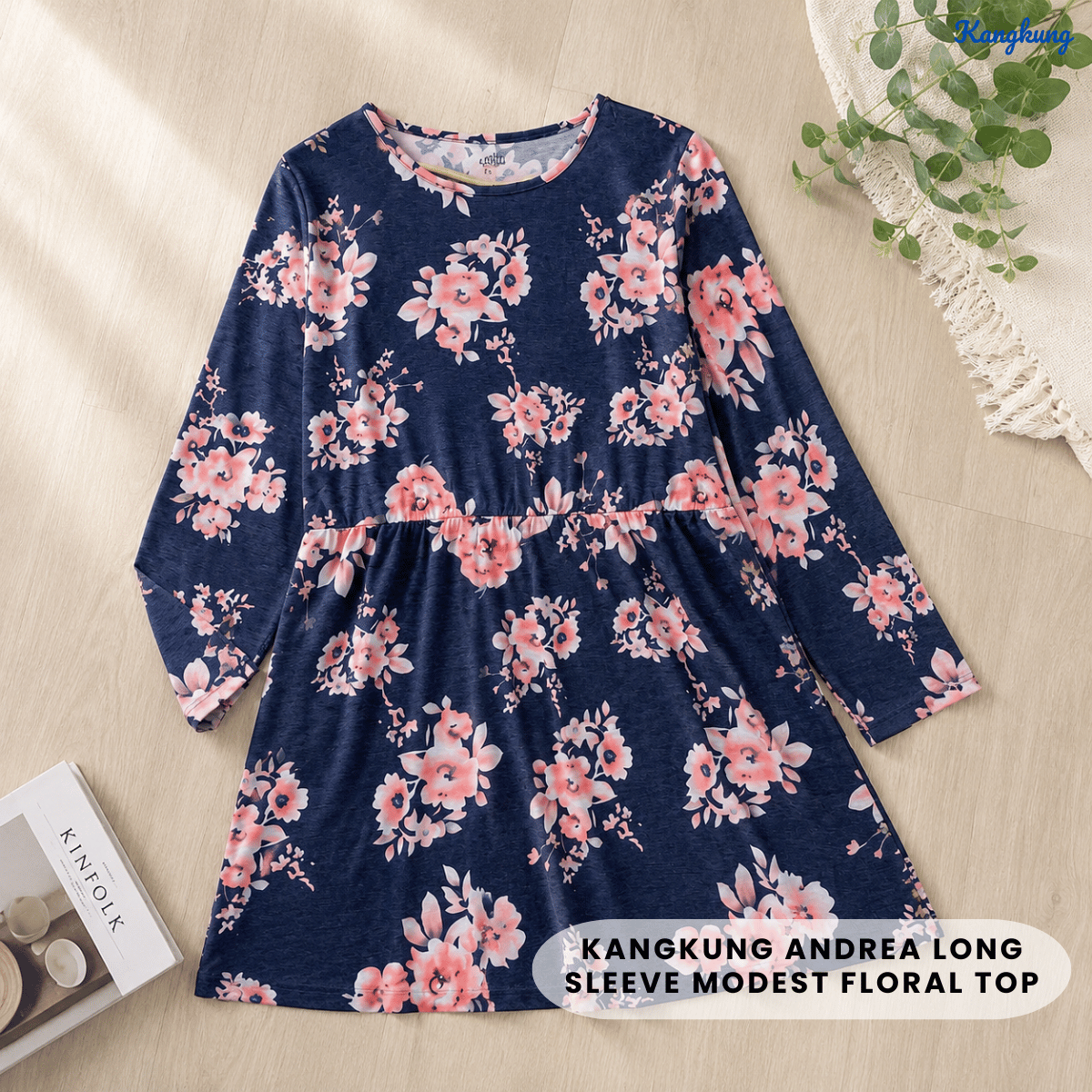 KANGKUNG ANDREA LONG SLEEVE MODEST FLORAL TOP - Q008 (#191)