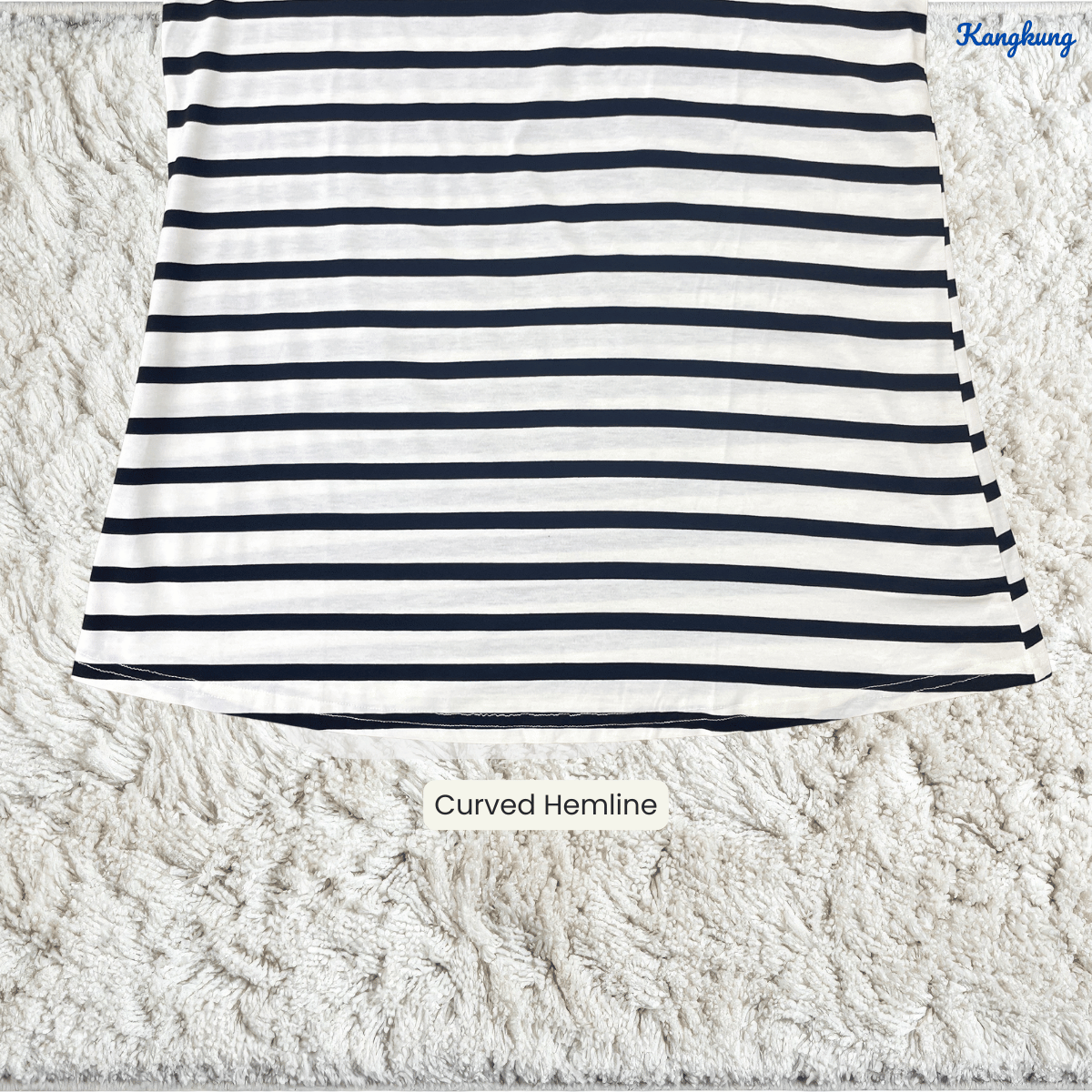 KANGKUNG SHENA LEOPARD SLEEVE STRIPED DAILY BLOUSE-Q011