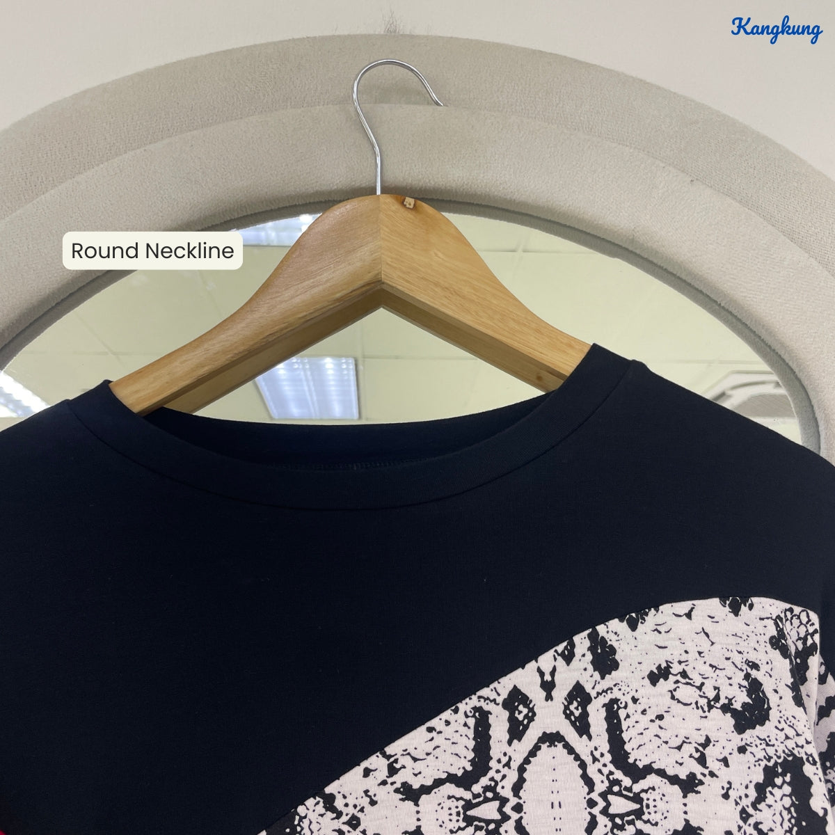 KANGKUNG POPPY COLOR BLOCK SNAKE PRINT LONG SLEEVE TOP - Q013