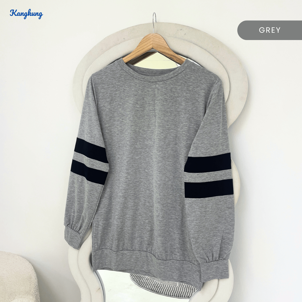 KANGKUNG FIFIE DOUBLE STRIPE LONG SLEEVE SWEATSHIRT-Q014