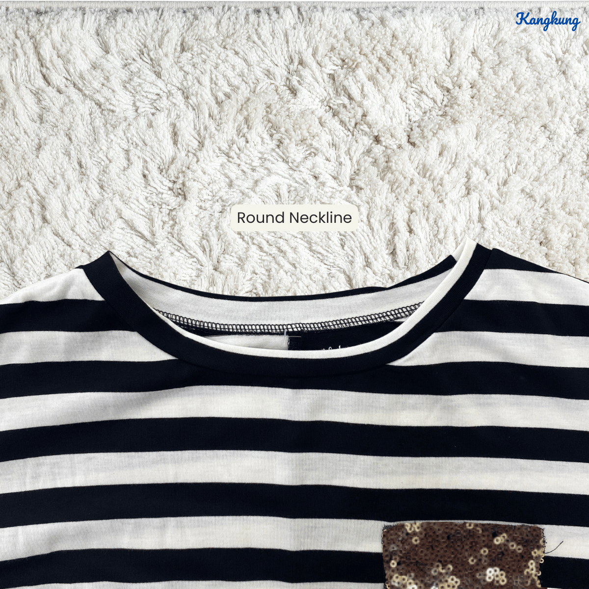 KANGKUNG HALINA STRIPED CONTRAST SLEEVE TOP - Q015 (#177)