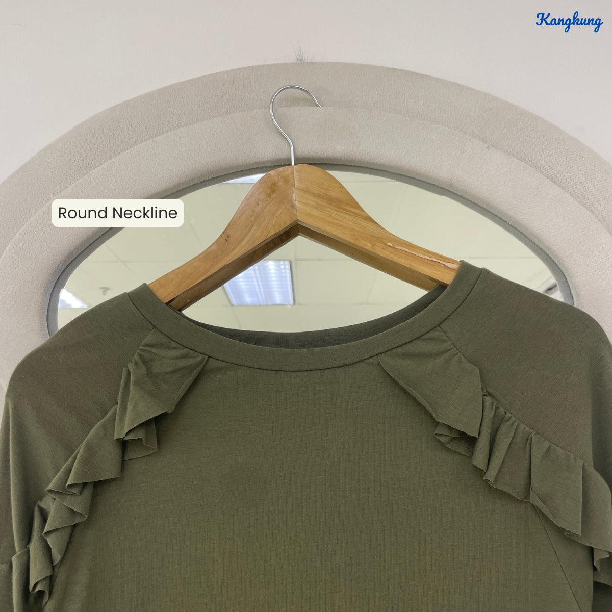 KANGKUNG RAISHA RUFFLE SHOULDER LONG SLEEVE TOP - Q017