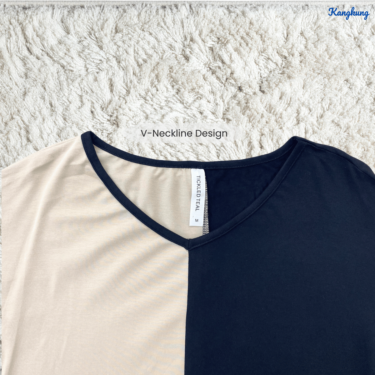 KANGKUNG CARLIN TWO-TONE ASYMMETRIC LONG SLEEVE TOP - Q018