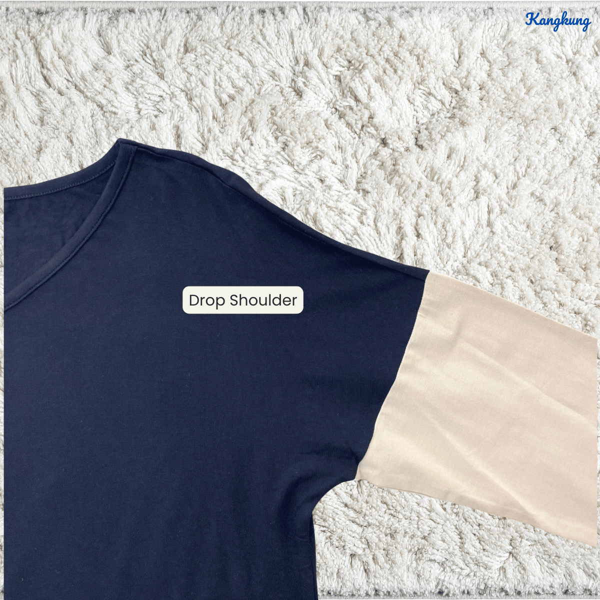 KANGKUNG CARLIN TWO-TONE ASYMMETRIC LONG SLEEVE TOP - Q018