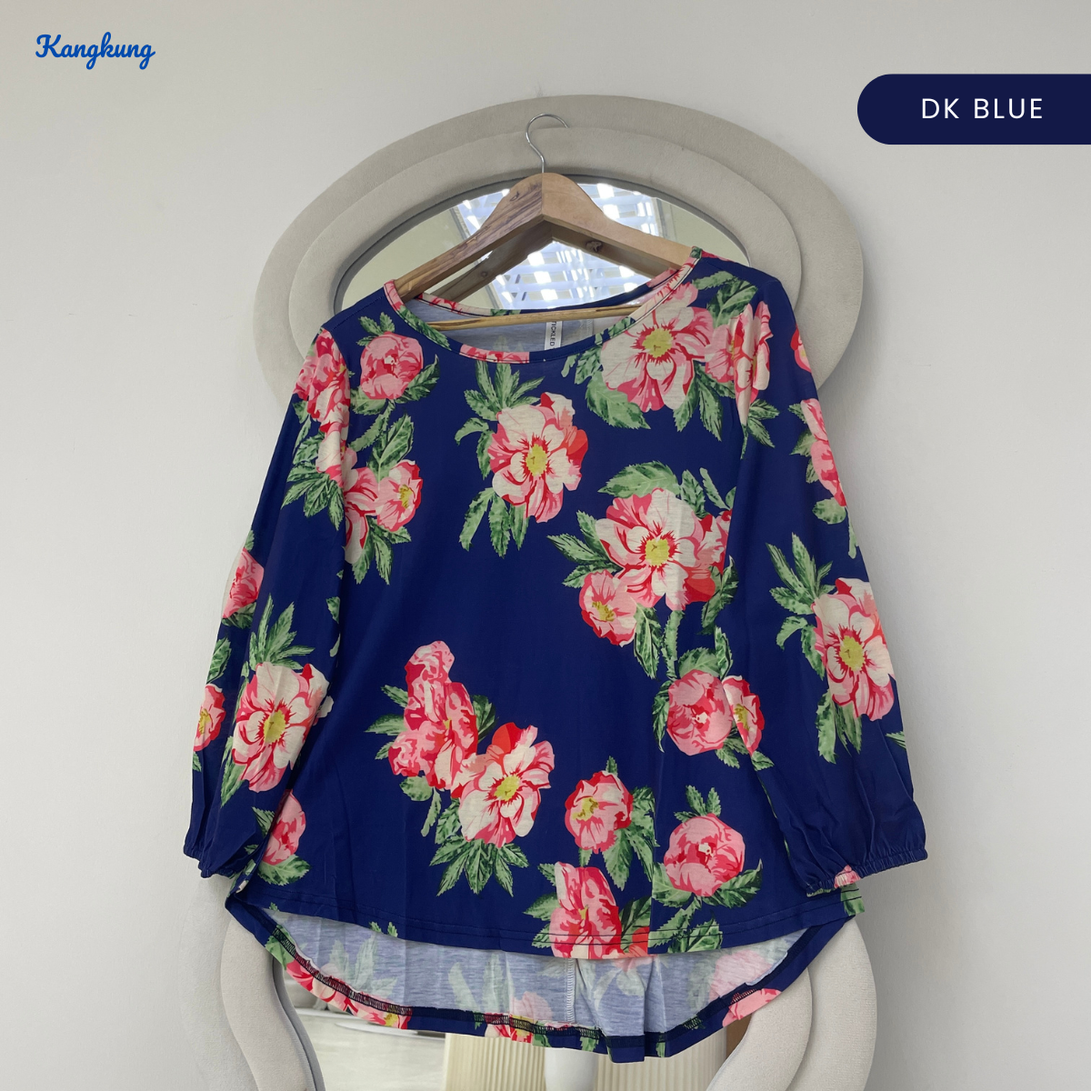 KANGKUNG ZAINAB FLORAL PRINT BALLOON SLEEVE LONG TOP - Q019