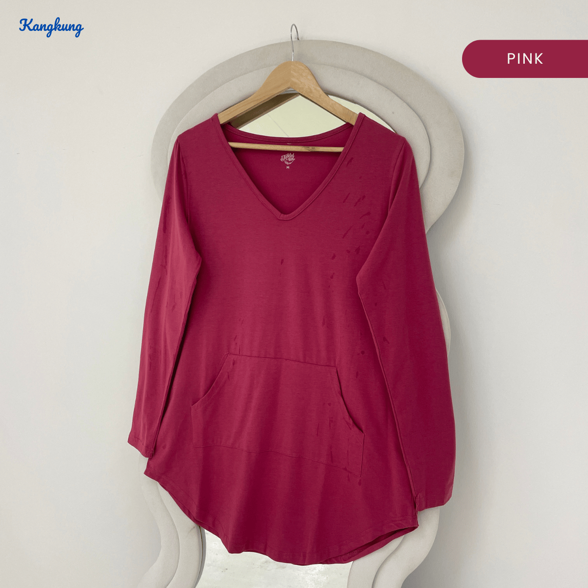 KANGKUNG ALIDA V-NECK HIGH-LOW LONG SLEEVE TOP - Q020(#182)