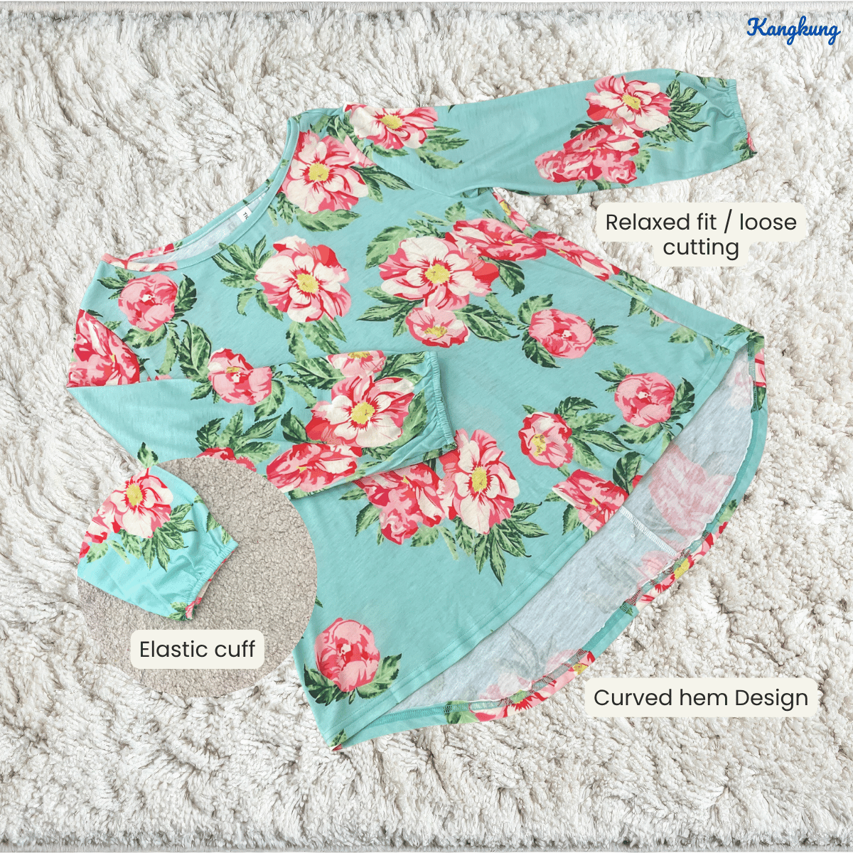 KANGKUNG ALEA FLORAL PRINTED LONG SLEEVE TOP-Q022