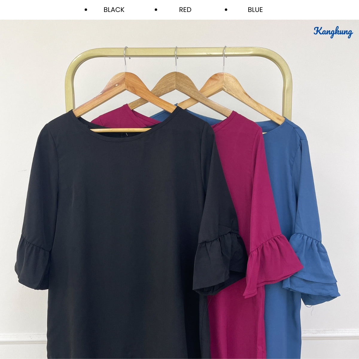 KANGKUNG MANDY RUFFLE BELL SLEEVE LONG TOP - Q025