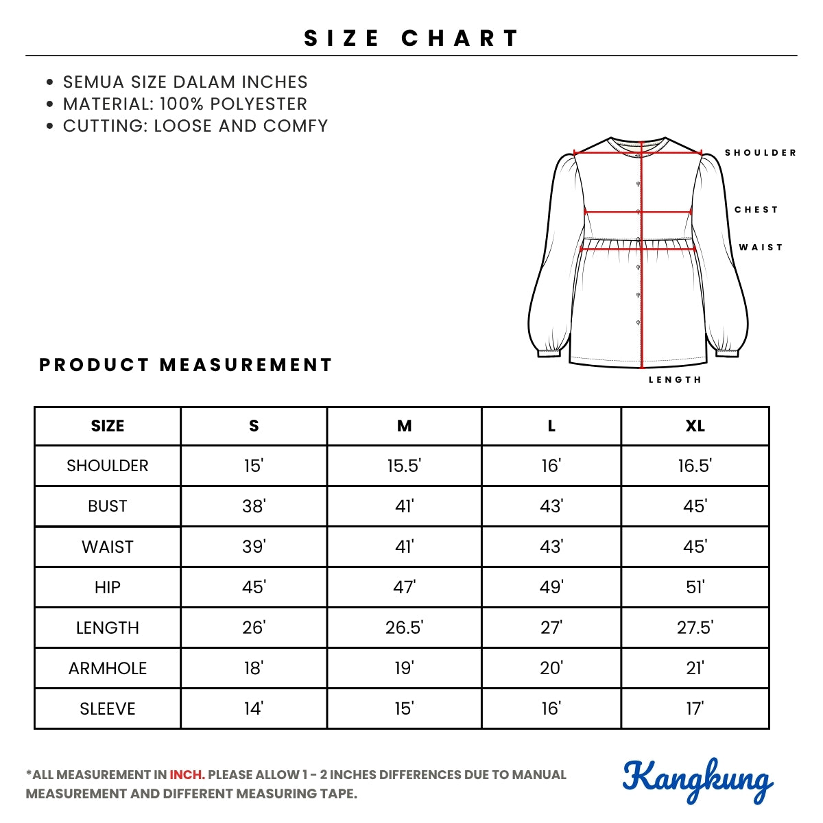 KANGKUNG MANDY RUFFLE BELL SLEEVE LONG TOP - Q025