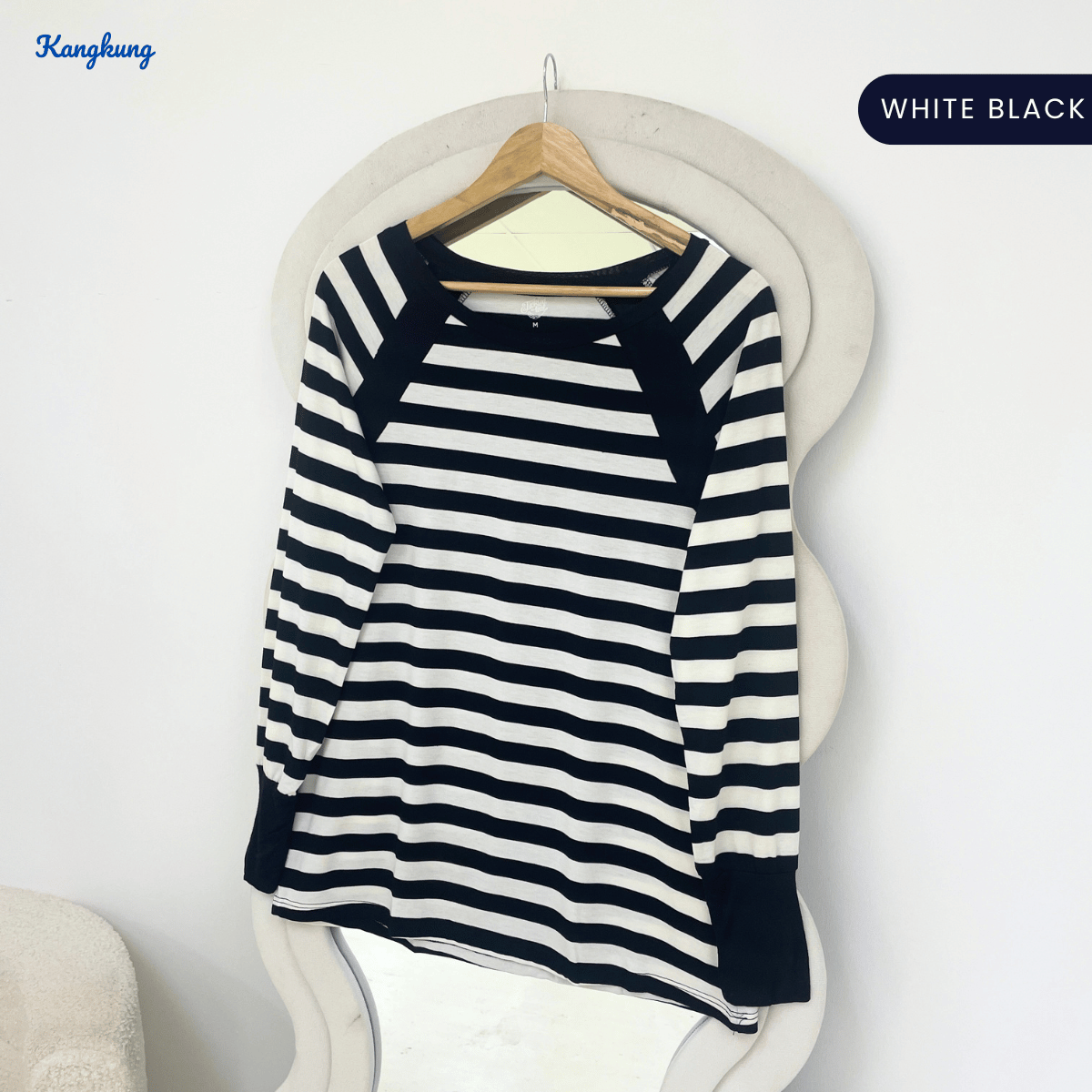 KANGKUNG SONIA RAGLAN STRIPED LONG SLEEVE CASUAL TOP-Q028