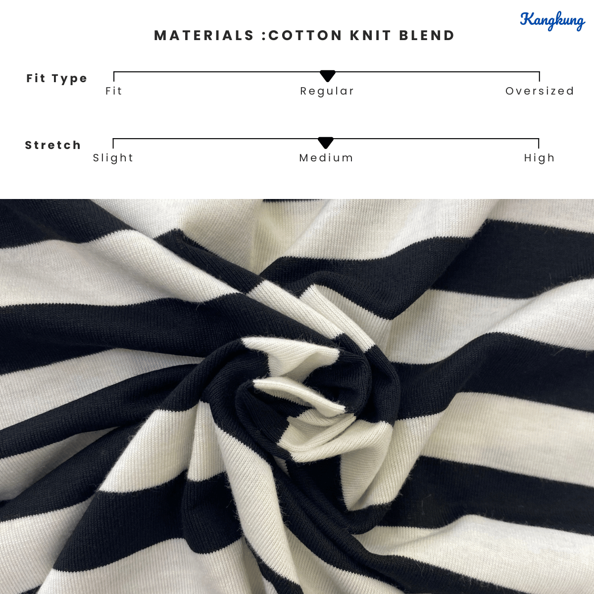 KANGKUNG HALINA STRIPED CONTRAST SLEEVE TOP - Q015 (#177)
