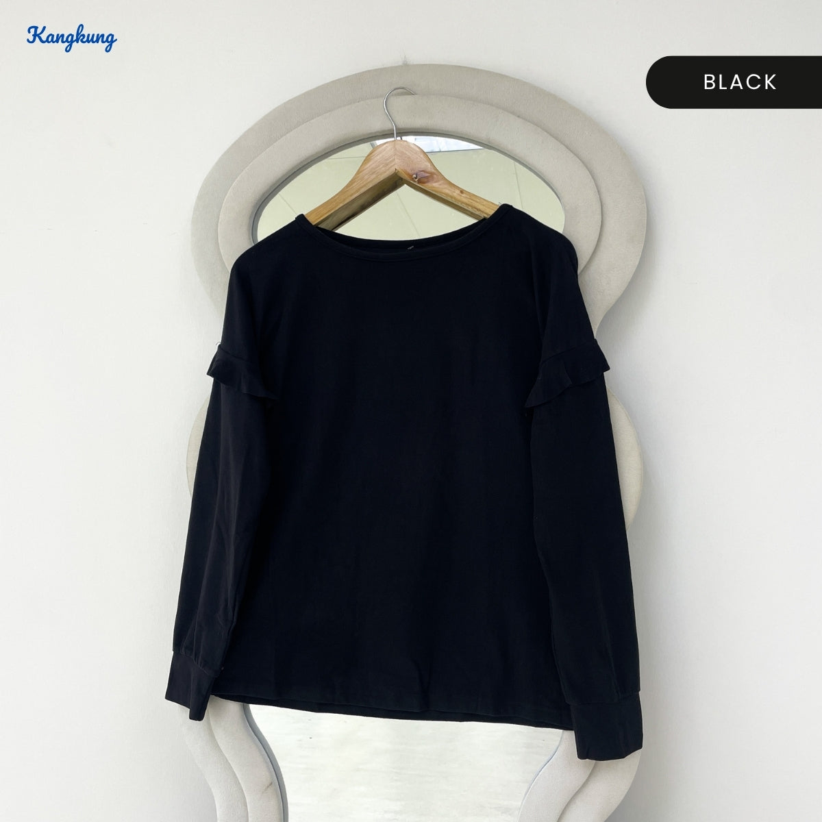 KANGKUNG PENNY LAYERED RUFFLE SLEEVE LONG TOP - Q037