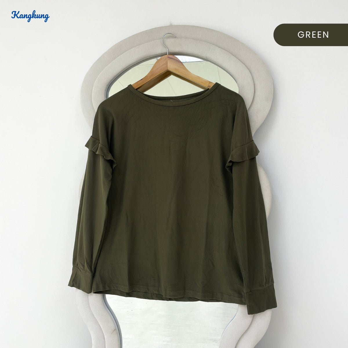 KANGKUNG PENNY LAYERED RUFFLE SLEEVE LONG TOP - Q037