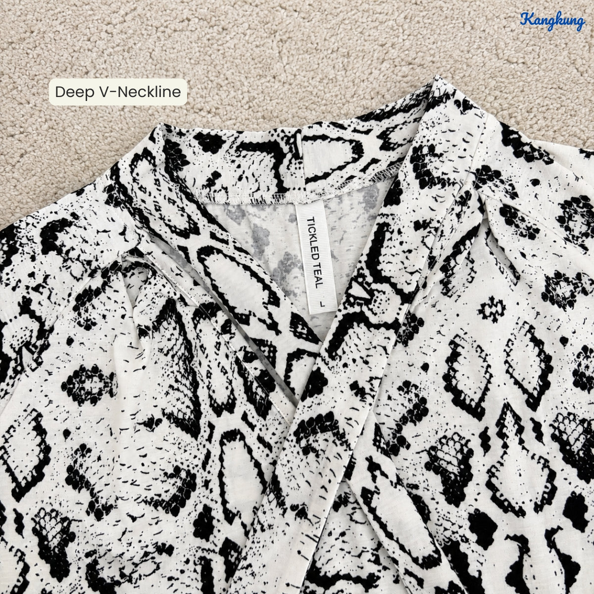KANGKUNG LOUISA LEOPARD PRINT TIE-NECK LONG SLEEVE TOP - Q041