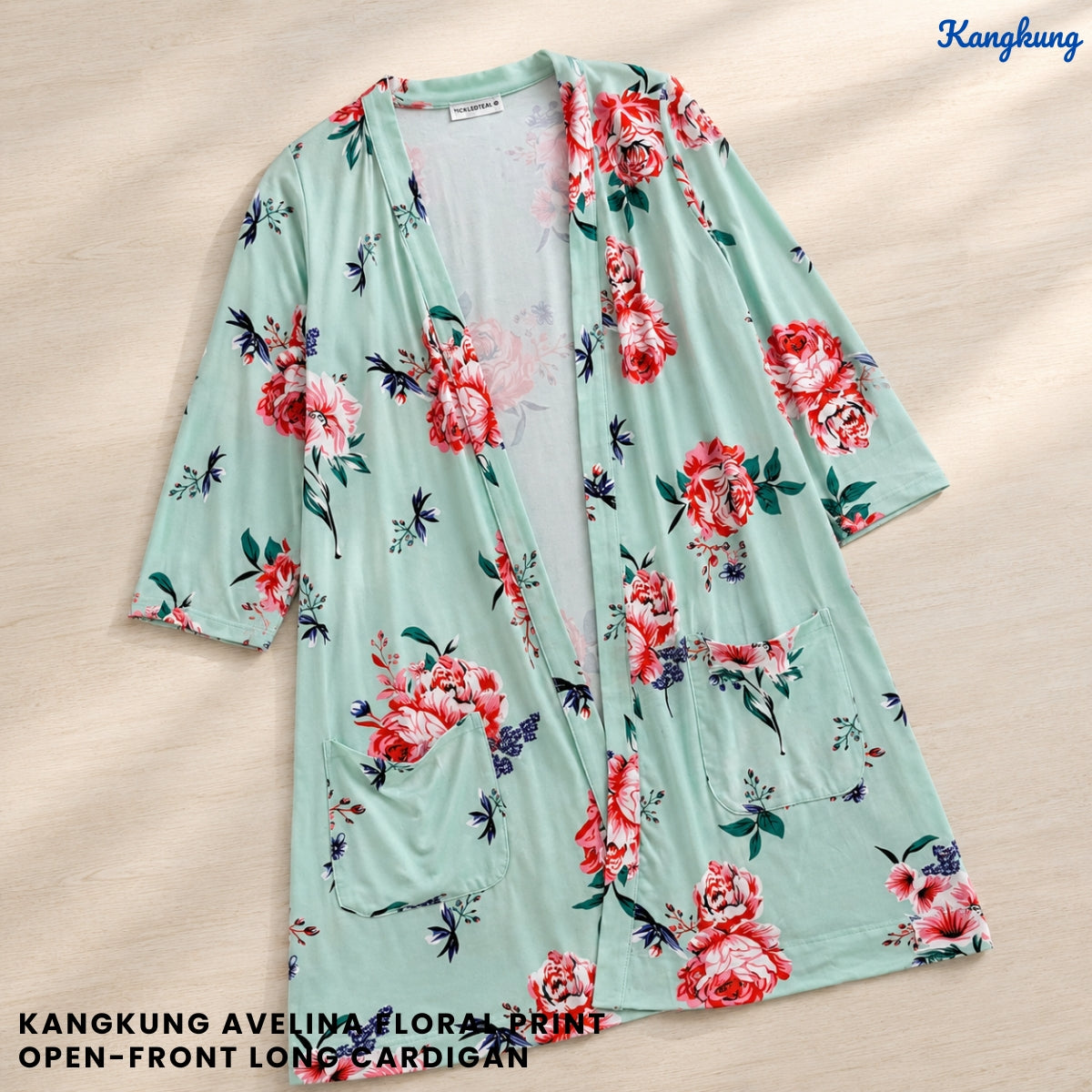 KANGKUNG AVELINA FLORAL PRINT OPEN-FRONT LONG CARDIGAN - Q045