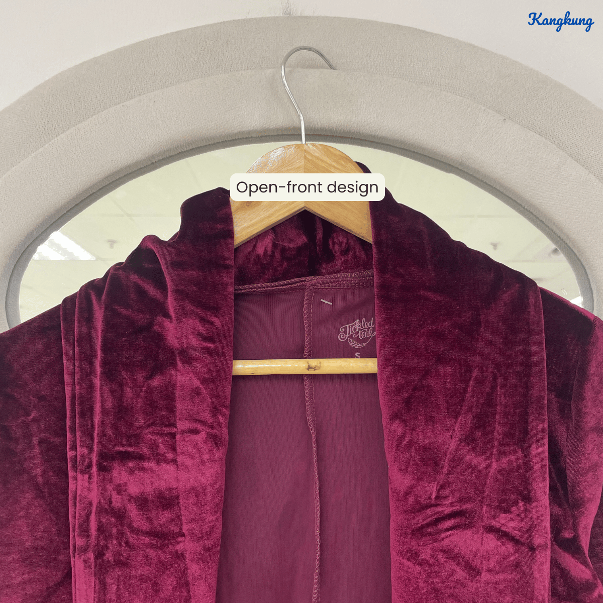 KANGKUNG SORAYA VELVET OPEN-FRONT LONG CARDIGAN - Q047(#065)