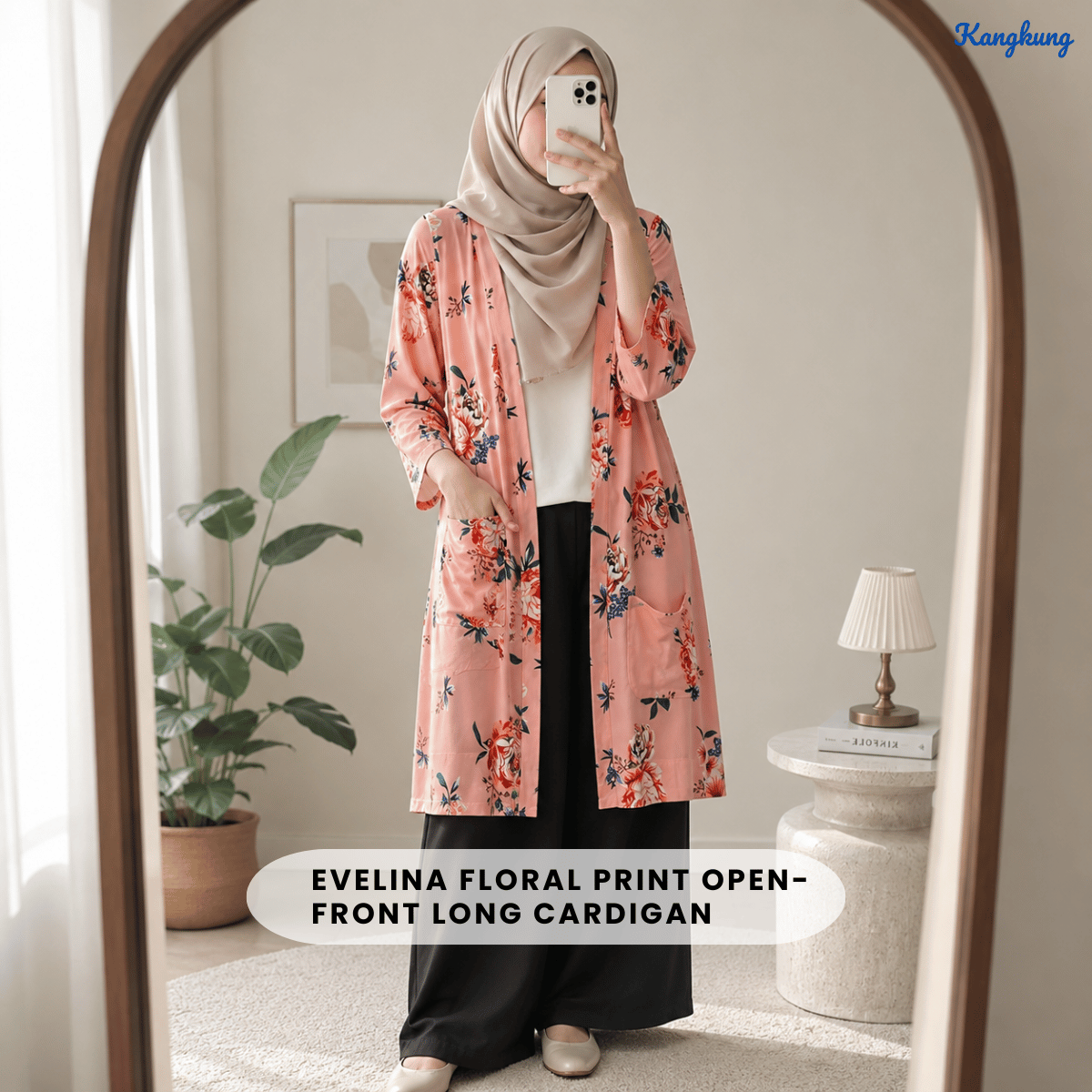 KANGKUNG EVELINA FLORAL PRINT OPEN-FRONT LONG CARDIGAN - Q048(#045)