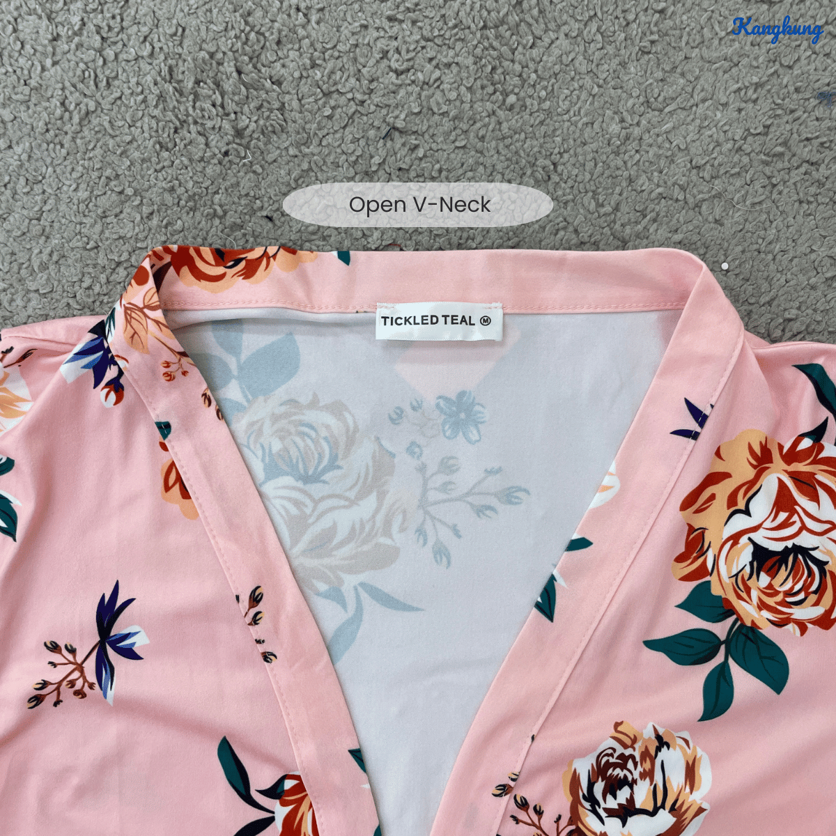 KANGKUNG EVELINA FLORAL PRINT OPEN-FRONT LONG CARDIGAN - Q048(#045)