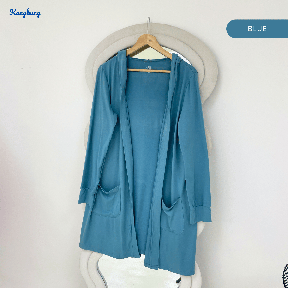 KANGKUNG ANNORA DRAPED POCKET LONG CARDIGAN - Q049