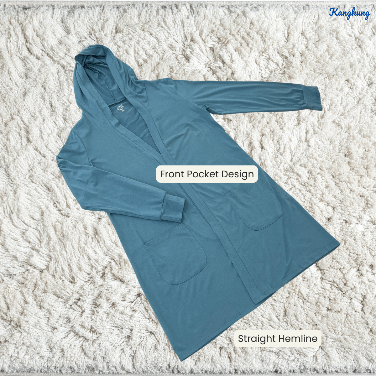 KANGKUNG ANNORA DRAPED POCKET LONG CARDIGAN - Q049