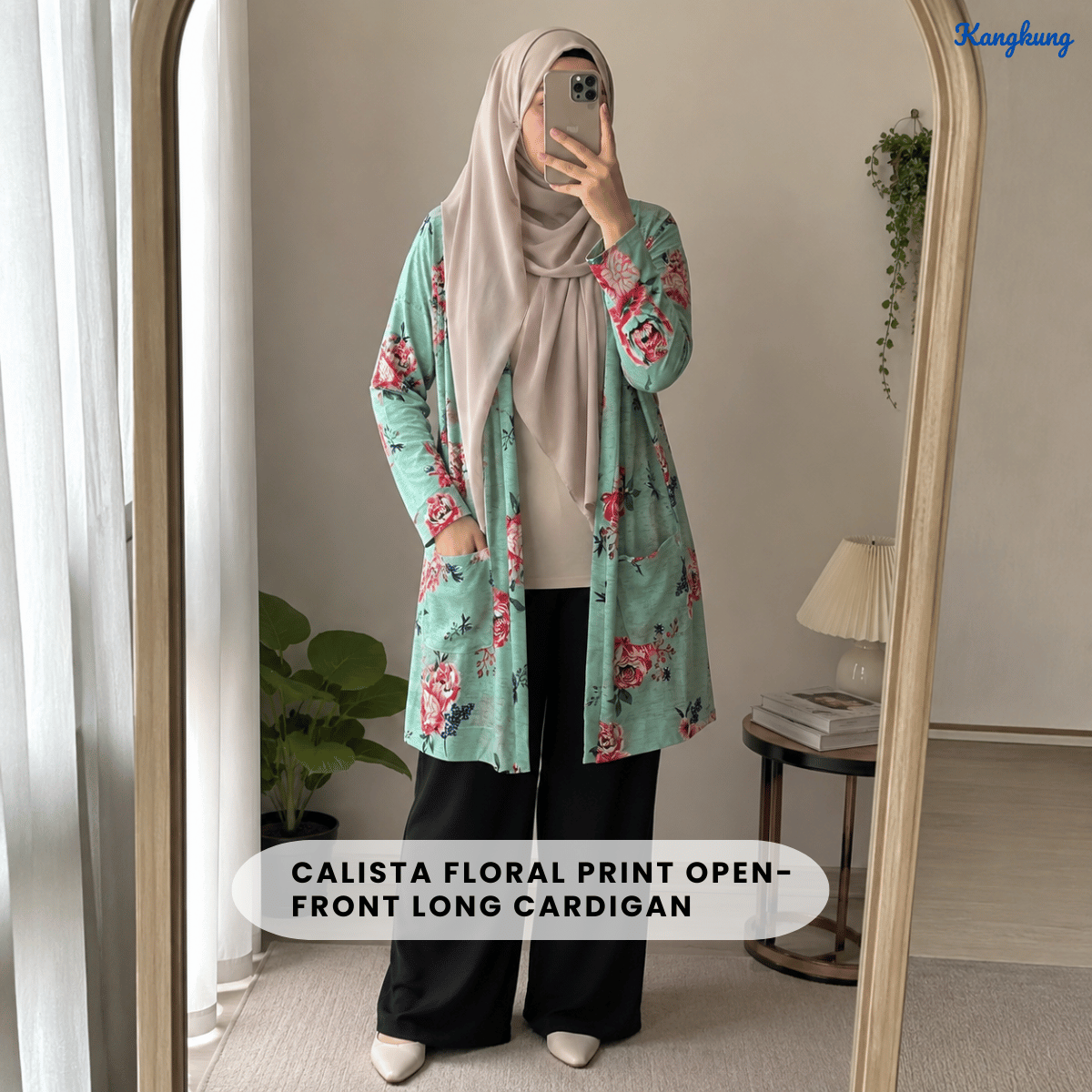 KANGKUNG CALISTA FLORAL PRINT OPEN-FRONT LONG CARDIGAN - Q051(#136)