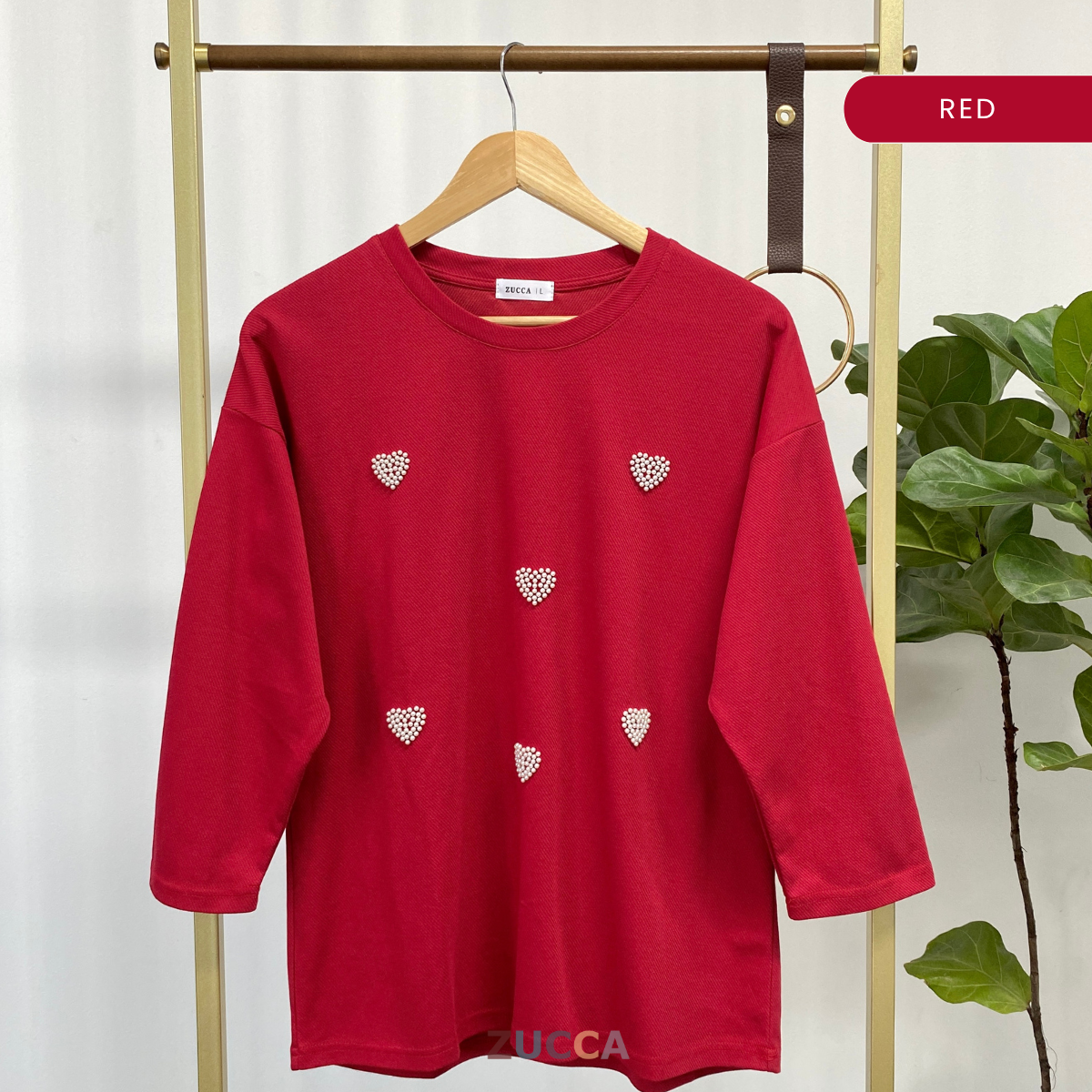 ZUCCA FATINI HEART EMBELLISHED COTTON KNIT SHIRT - MA057