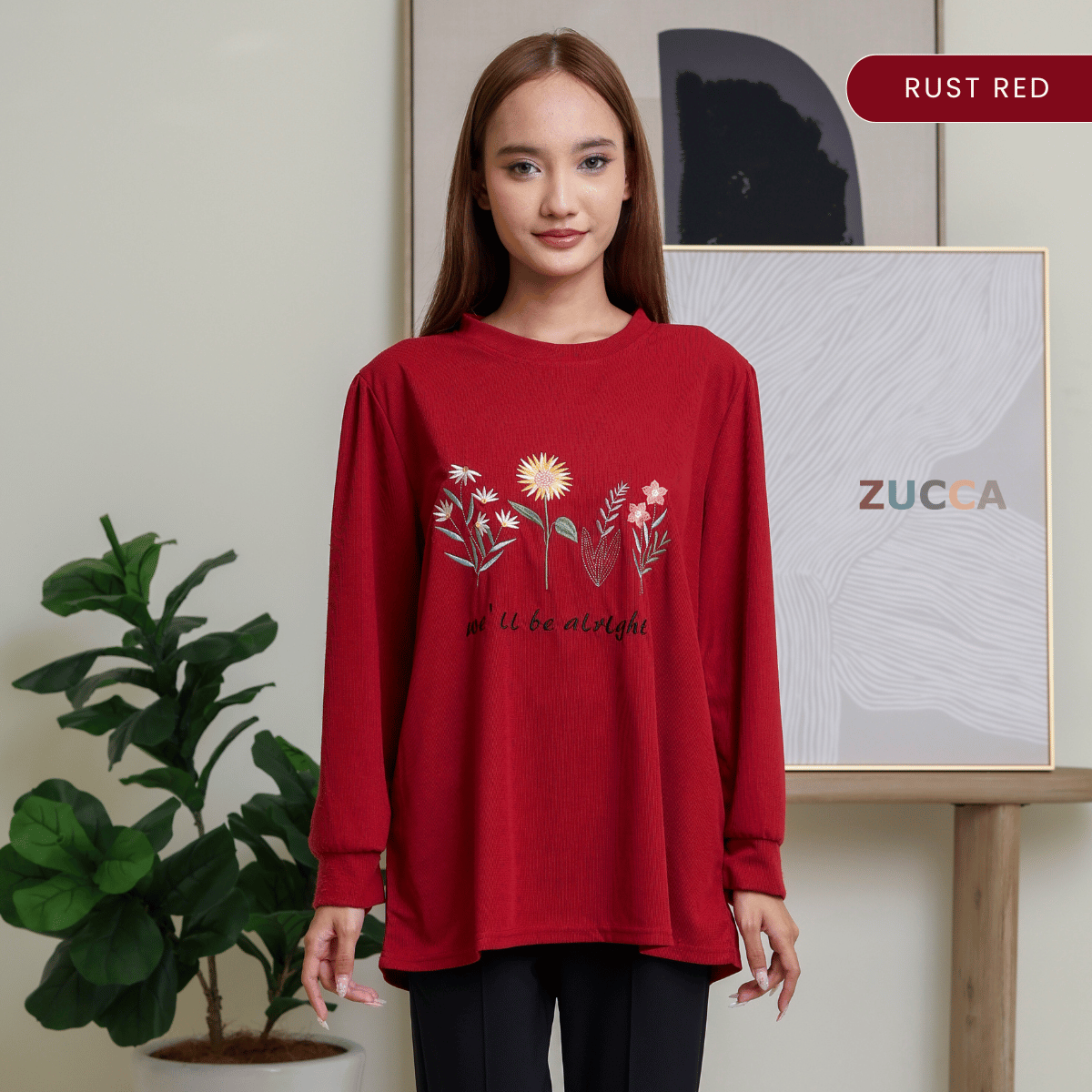 ZUCCA LADINA PEREMPUAN KASUAL EMBROIDERED SHIRT LONG SLEEVE- DM165