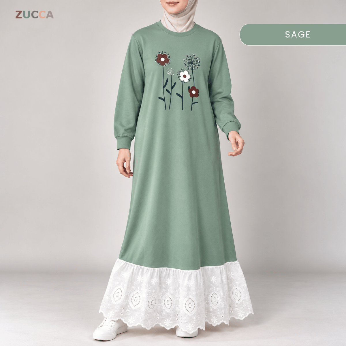 ZUCCA QASEH FLORAL LACE LONG SLEEVE MAXI DRESS - MA263