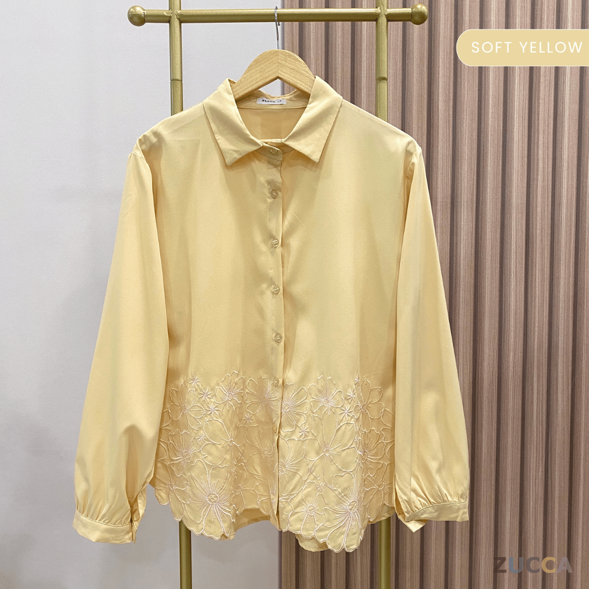 ZUCCA RUNI FLOWER EMBROIDERY WITH FULL BUTTON BLOUSE - DM231