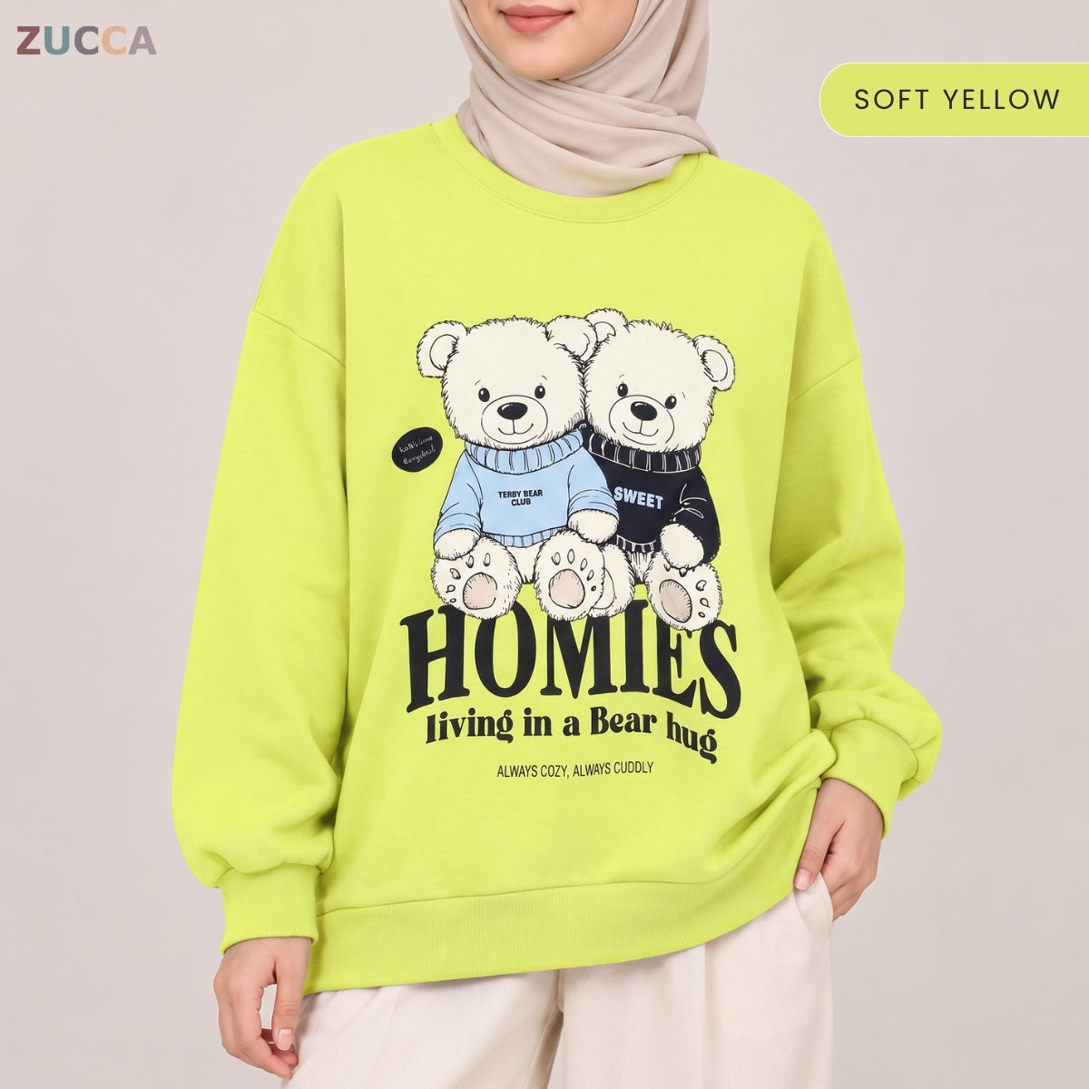 ZUCCA BALQIS TEDDY BEAR GRAPHIC SWEATSHIRT LONG SLEEVE-MA287