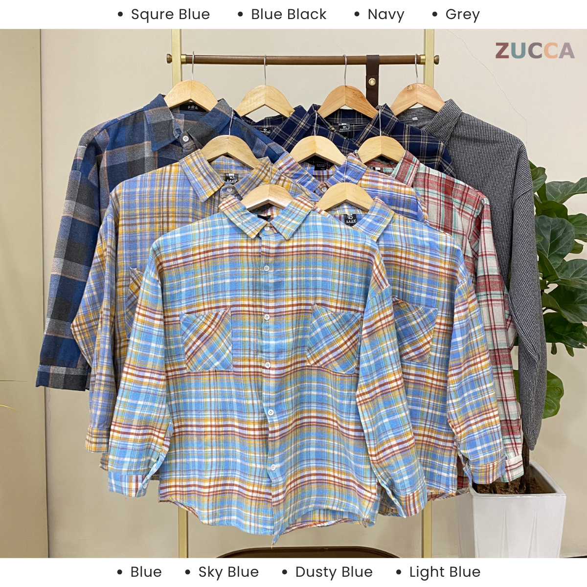 FELORA KEMEJA BLOUSE CORAK KOTAK - SU001