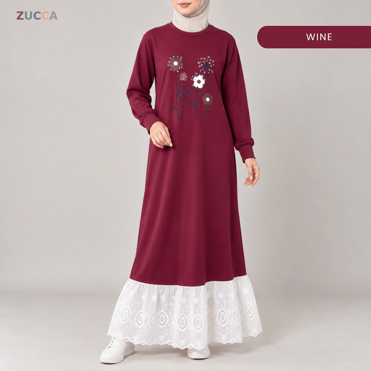 ZUCCA QASEH FLORAL LACE LONG SLEEVE MAXI DRESS - MA263