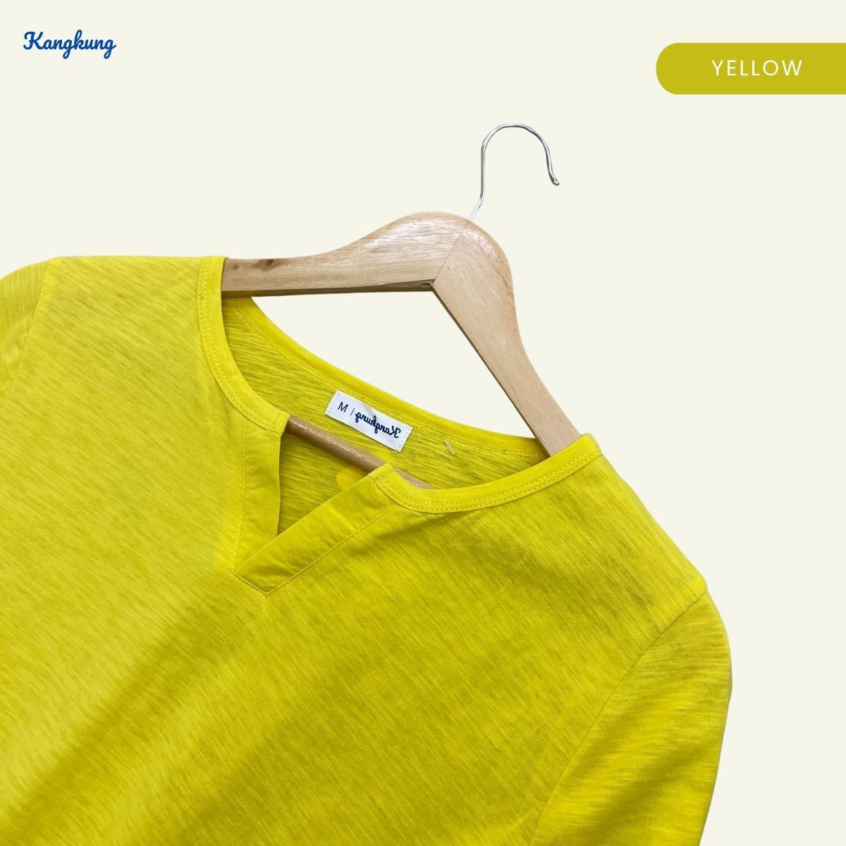 KANGKUNG IKINA KEMEJA KASUAL LEHER V-BULAT - KK120 BAJU WANITA