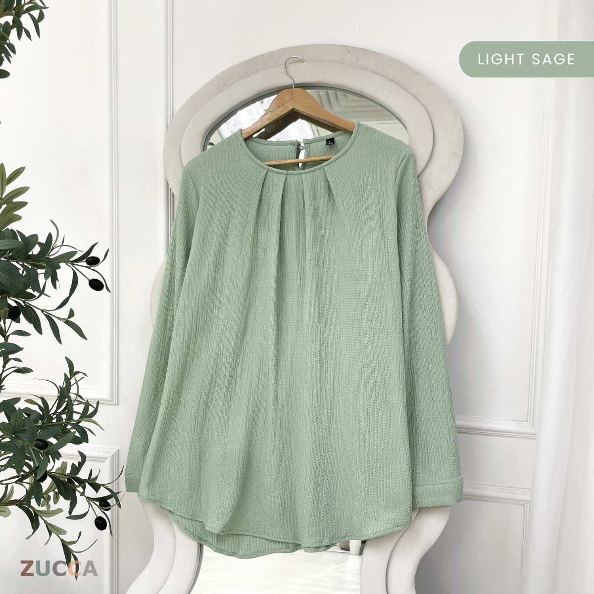 ZUCCA FARAH ELEGANT PLEATED TEXTURED BLOUSE - ZW001 (8873CQ)