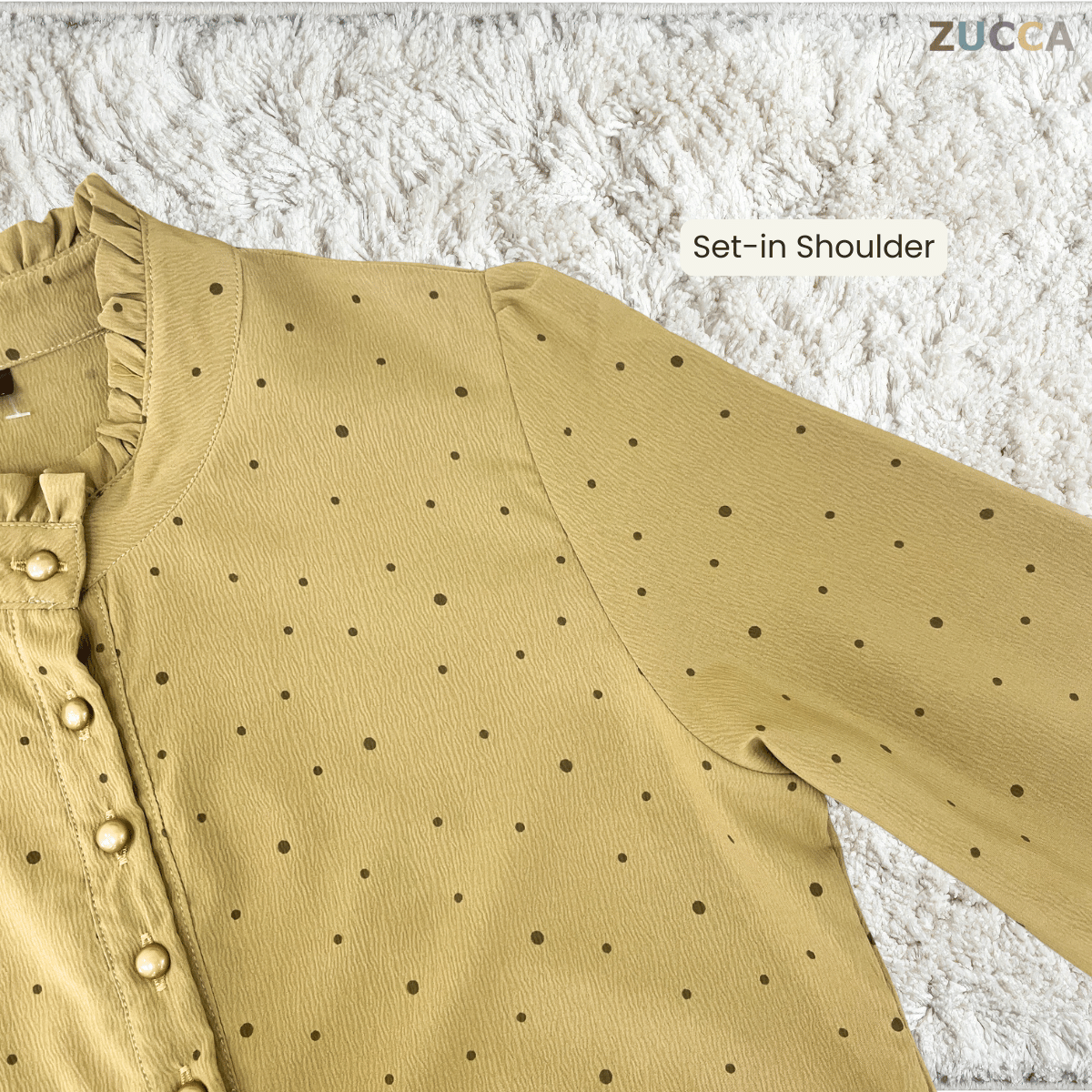 ZUCCA SARAH POLKA RUFFLE MODEST BLOUSE-ZW002